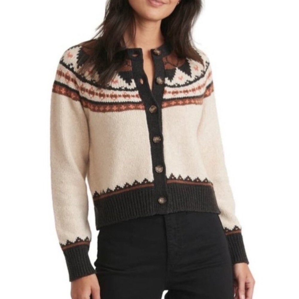 Marine Layer Womens Size XL Fair Isle Wool Alpaca Blend Cardigan Sweater Classic